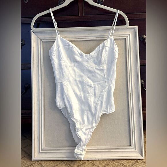 Zara white satin effect corset style bodysuit S - Picture 1 of 9
